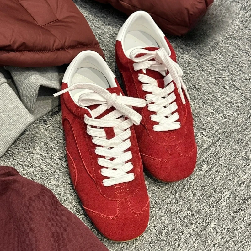 

Женская спортивная обувь, туфли из натуральной кожи на толстой подошве, новинка 2025 года, спортивные ретро женские кроссовки Форрест Гамп в немецком стиле