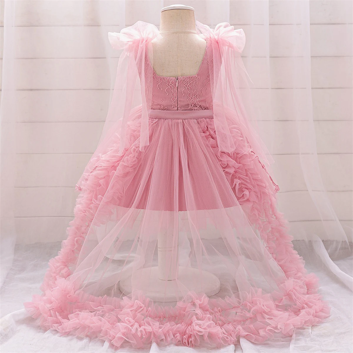 Stunning Baby Toddler Sequined High-Low Flower Girl 1st Birthday Party Christmas Holiday Photography Dress