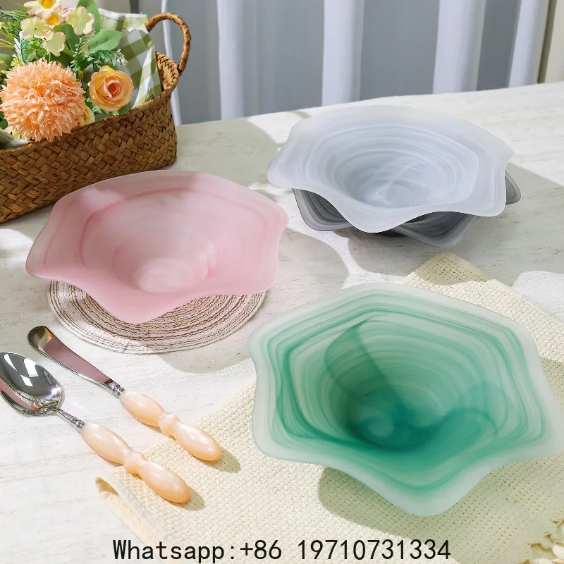 Creative Fog Glass Cloud Shape Irregular Dinner Plate Fruit Salad Bowl