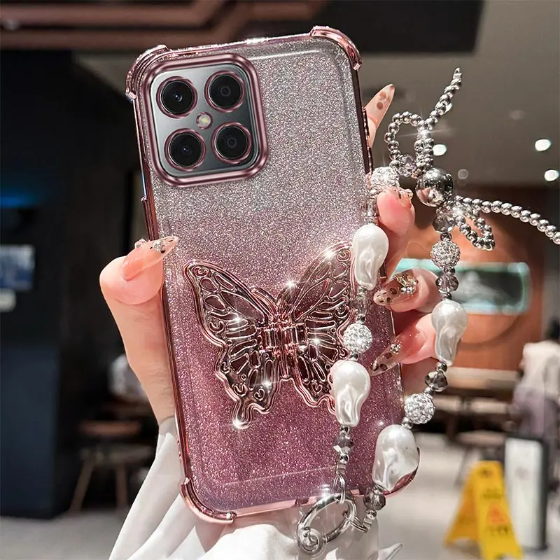 Coque de téléphone avec lanière plaquée X8, étui pour Honor X6A X9B X8 X6C X9A X8A X8B X7 X5B X8C X7A X6B