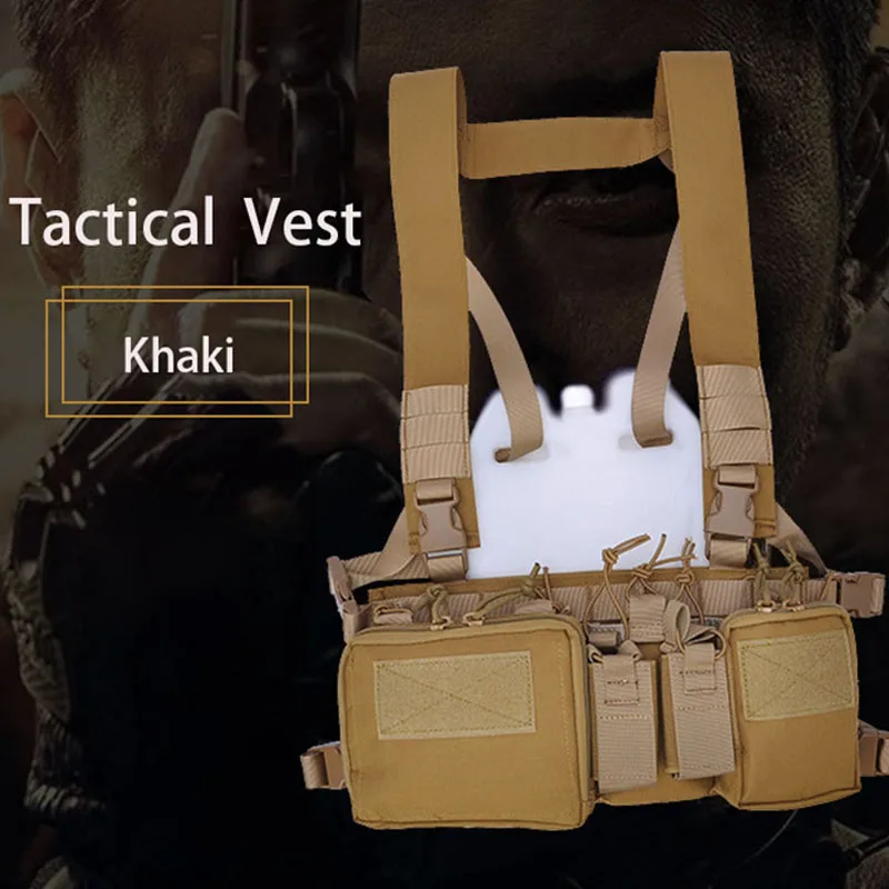 Tactical Chest Vest Rig Bag Field Training Vest cinturino mimetico multifunzionale con Multi-Pocket Outdoor Camping CS Match Pack