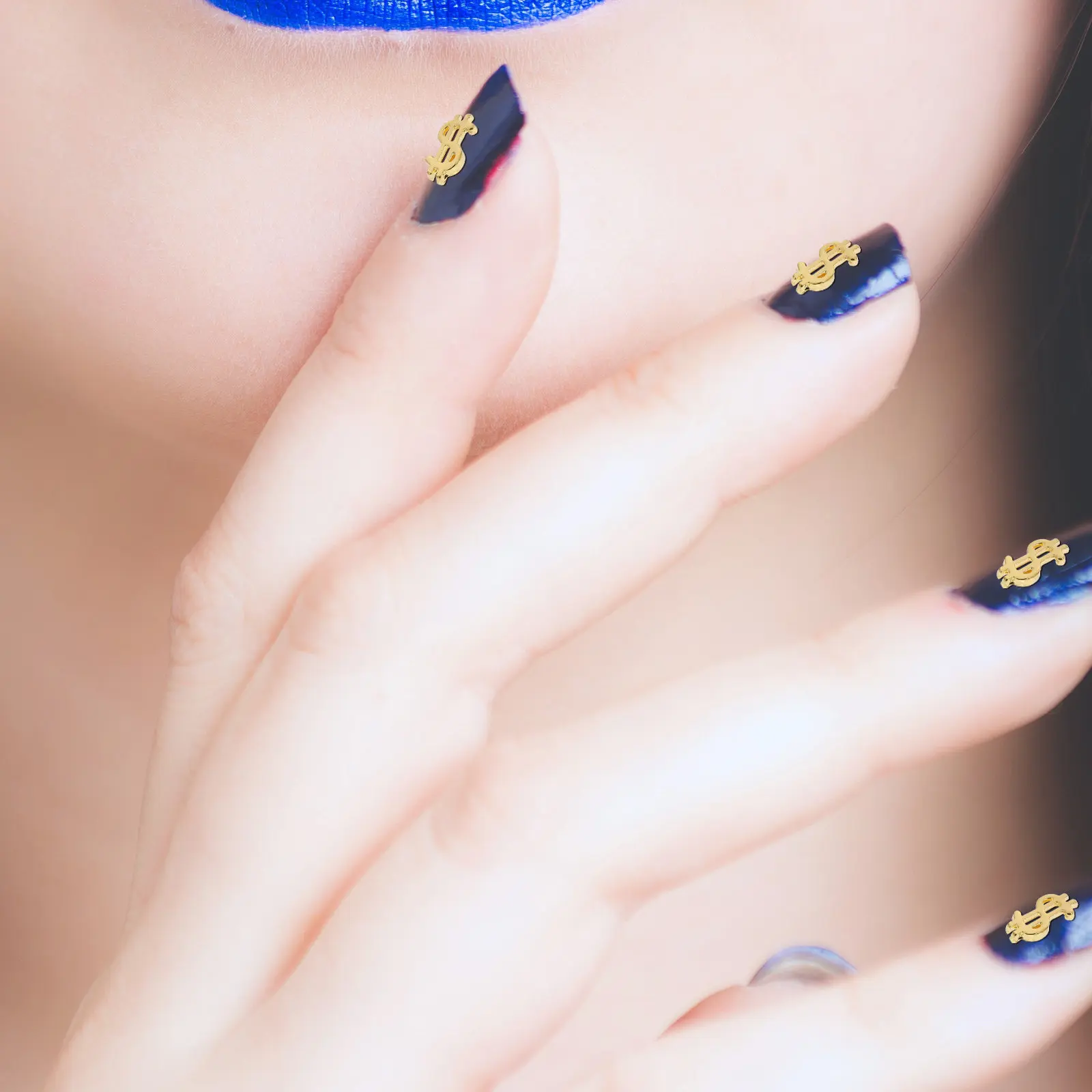 

100Pcs Dollar Nail Ornaments Alloy Nail Art Studs Golden Manicure Supplies Metal Decorations for Fingertips Home Phone Case