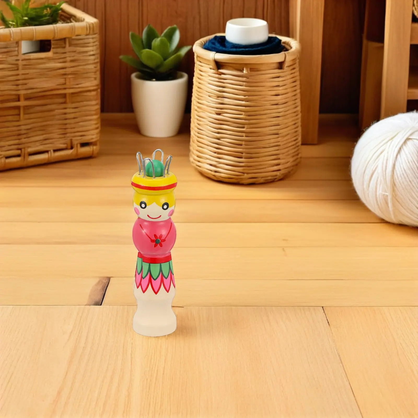 

3Pcs Wooden Knitting Dolly Kit Cartoon Design Easy Beginner Craft Hand Knitting Tool Yarn Weaving Machine 4.32x0.98x0.98