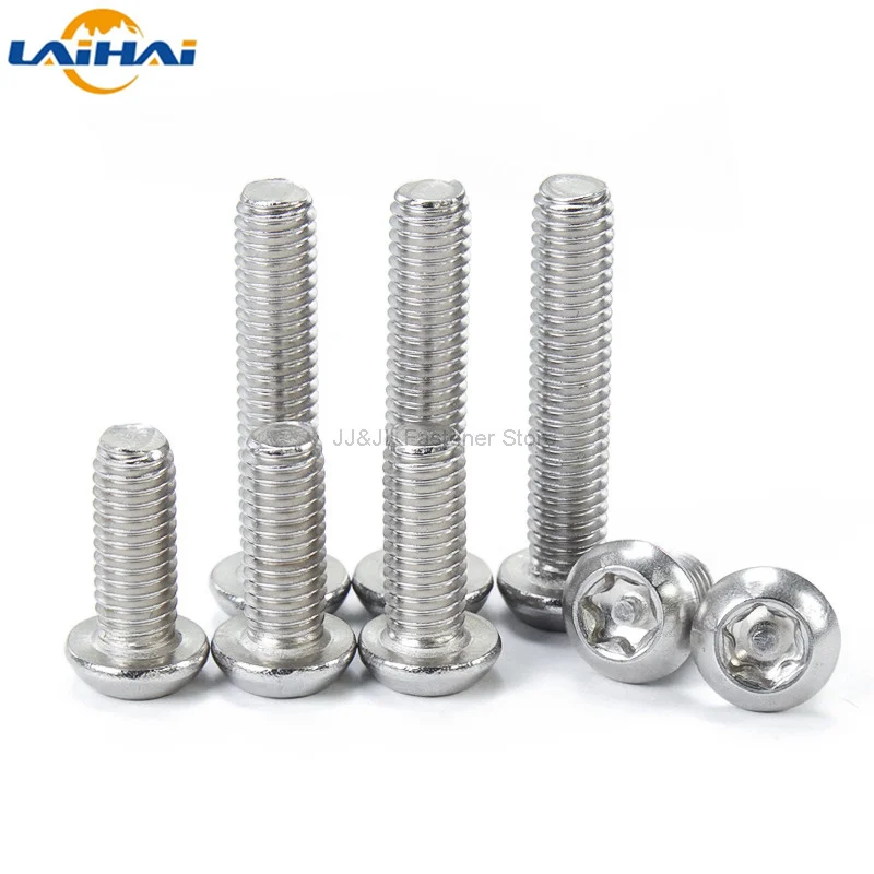 10/50x M2.5 M3 M4 M5 M6 304 stainless steel Six Lobe Torx Button Round Head with Pin Tamper Proof Anti Theft Security Screw Bolt