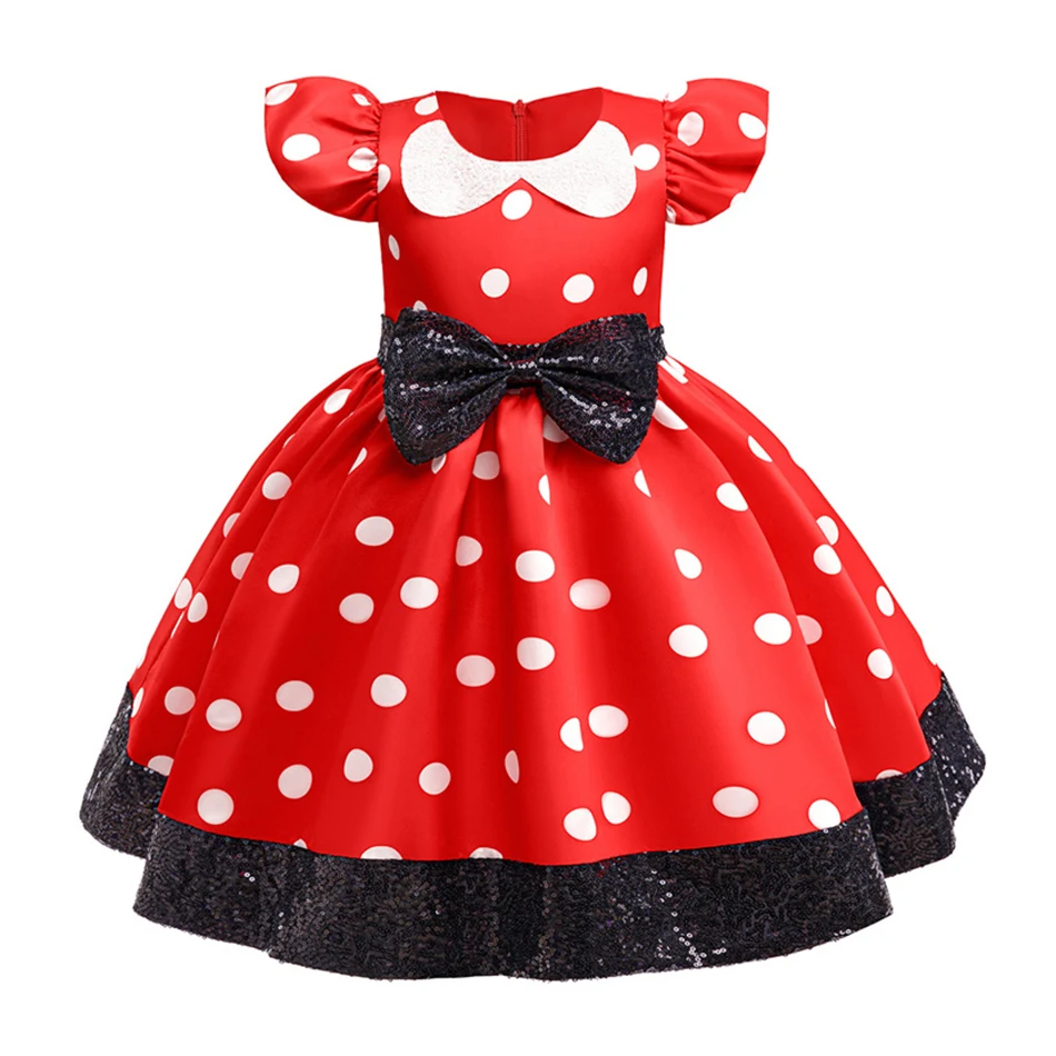 Mädchen Polka Dot Prinzessinnenkleid Baby Festliches Geburtstagsparty-Outfit Kleinkind Minnie Cosplay Karneval Halloween Aufführungs-Kostüme – Detail 2