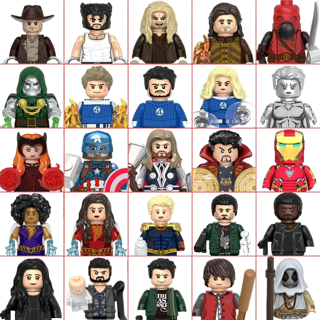 Produtos da marvel bonecas humaníides thor homem de ferro homelander billy açougueiro blocos de construção presentes do dia das crianças brinquedos aniversário