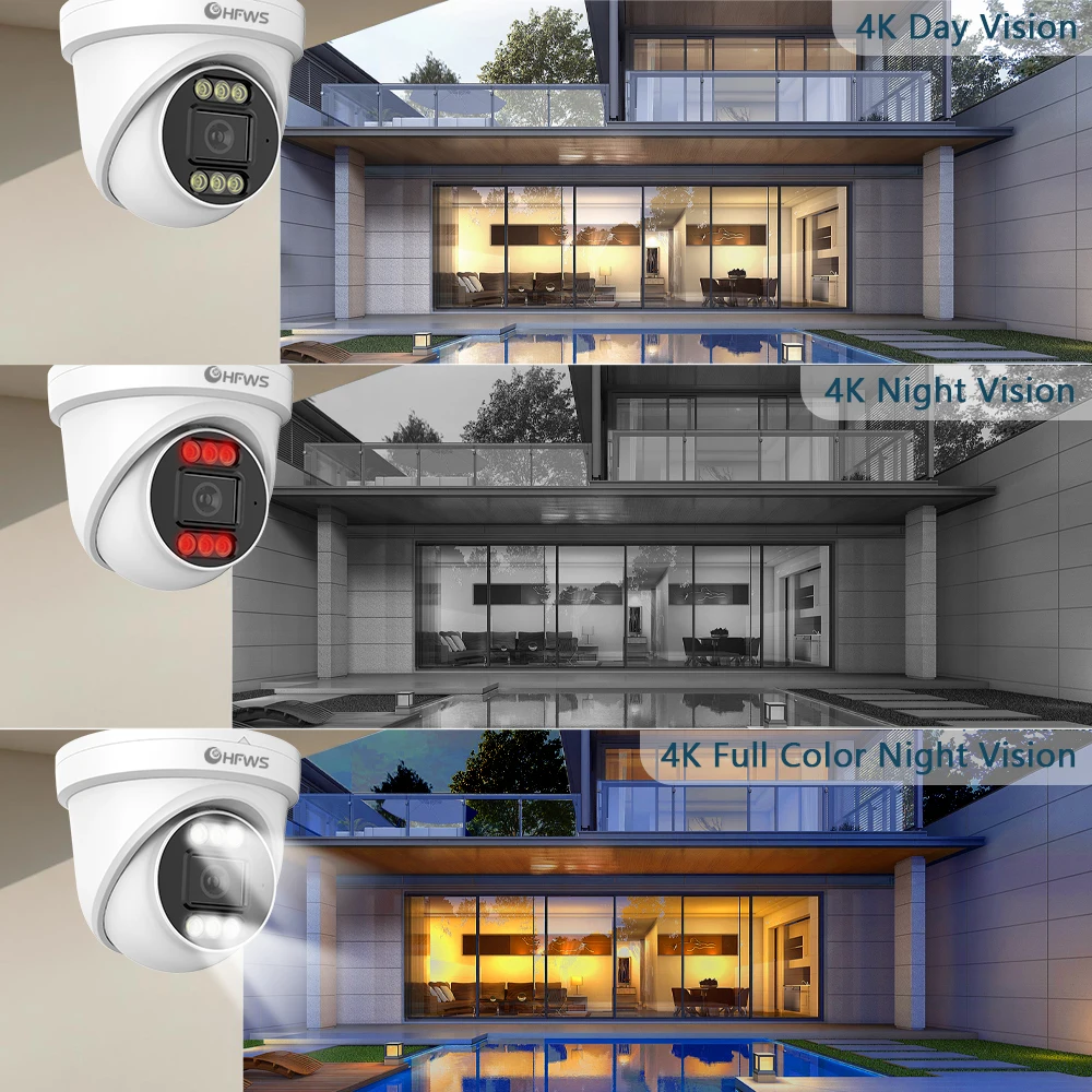 OEM نظام أمان الشبكة المنزلية 8MP 4K 25FPS PoE Dome IP كاميرا للرؤية الليلية كشف الحركة خيارات تخزين البيانات NVR #3