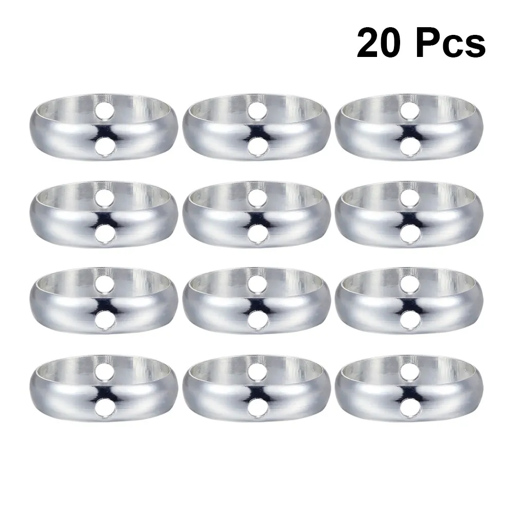 20Pcs Metal Jewelry Circular Rings Double Holes Earring Accessory Silver Diameter 6Mm 4Mm DIY Bracelet Metal Ring Accessory