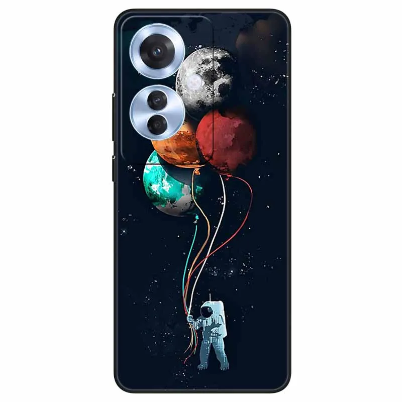 For Oppo Reno11 F 5G Case Animals Painted Cartoon Silicon Shockproof Cover for OPPO Reno 11F Reno11F Soft Shells Black TPU Coque