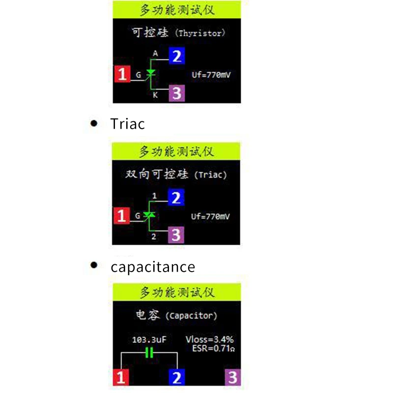 VEHO-Multi-Function Tester,LCR-TC1 Transistor Tester TFT Diode Triode Capacitance Meter NPN PNP MOSFET,Pocke Colorful Display