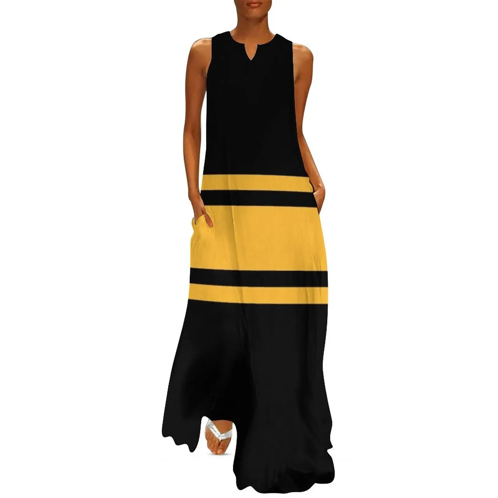 

Black & Yellow Power Stripe Long Dress long dress women Aesthetic clothing Woman dresses women's evening dress 2025