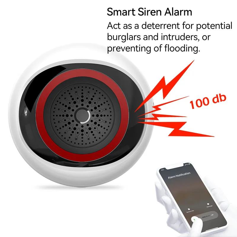 Laute Stimme Tuya Smart Sirene Alarm ZigBee drahtlose akustische und visuelle Alarm Horn