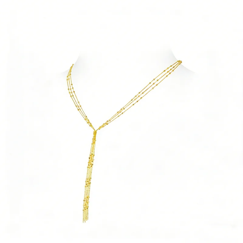 BELLUX Jewelry 925 Silver Synthetic Zircon Gold Beads Long Sweater Chain Multi Layer Tassel Retro Y-shaped Necklace