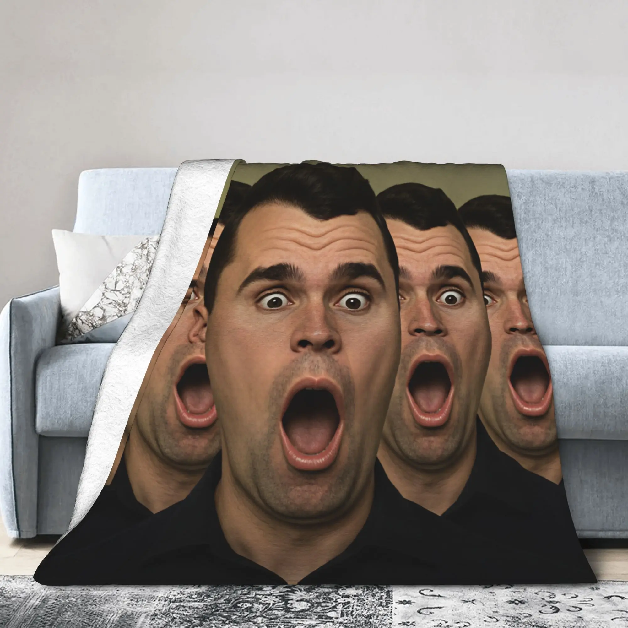 Charlie Kirk Shock Meme Warm Soft Blankets  Pattern Travel Office Bedding Throws Bedroom Flannel Bedspread Sofa Bed Cover