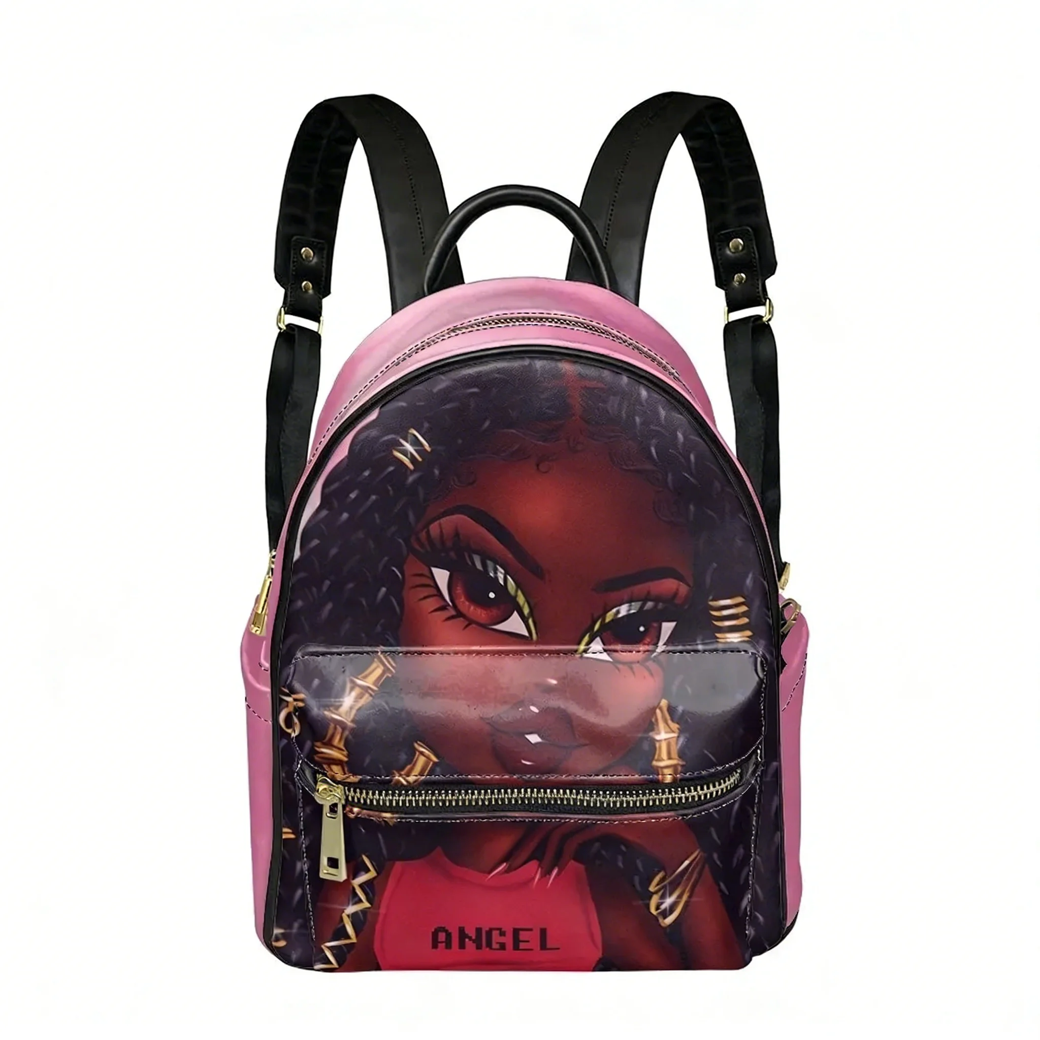 

Princess African Cute Girl Backpack Womens Men Personalized Double Shoulder Bag Business Travel Bookbag Rucksack Gift Daypack