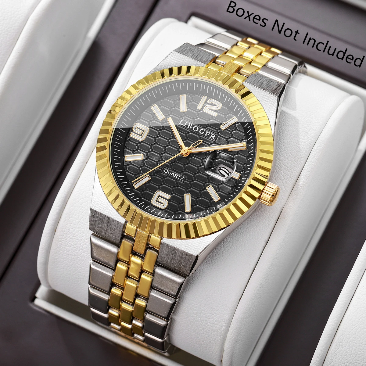 

Luxury Stainless Steel Strap Men's Calendar Quartz Watch Arabic Dial Men Business Watches Clock Reloj Hombre (Without Box)