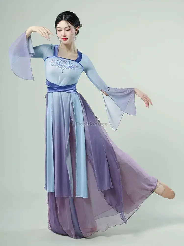 

2023 classical dance cheongsam dress woman chinese style improved elegant hanfu gauze dress dance performance training dress