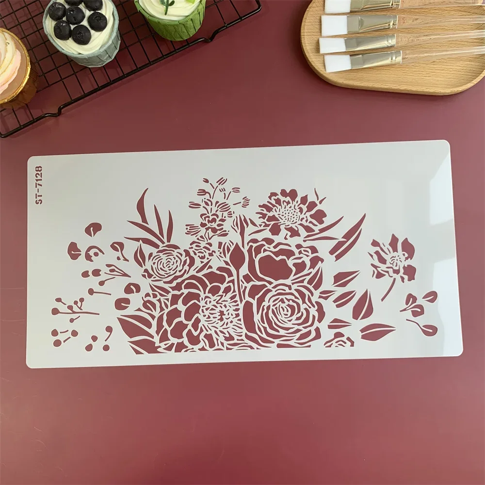 Dandelion,Coral,Rose Flower Pattern Cake Stencil Plastic Lace Cake Border Fondant Cookie Mold PET Cake Decorating Template Tools