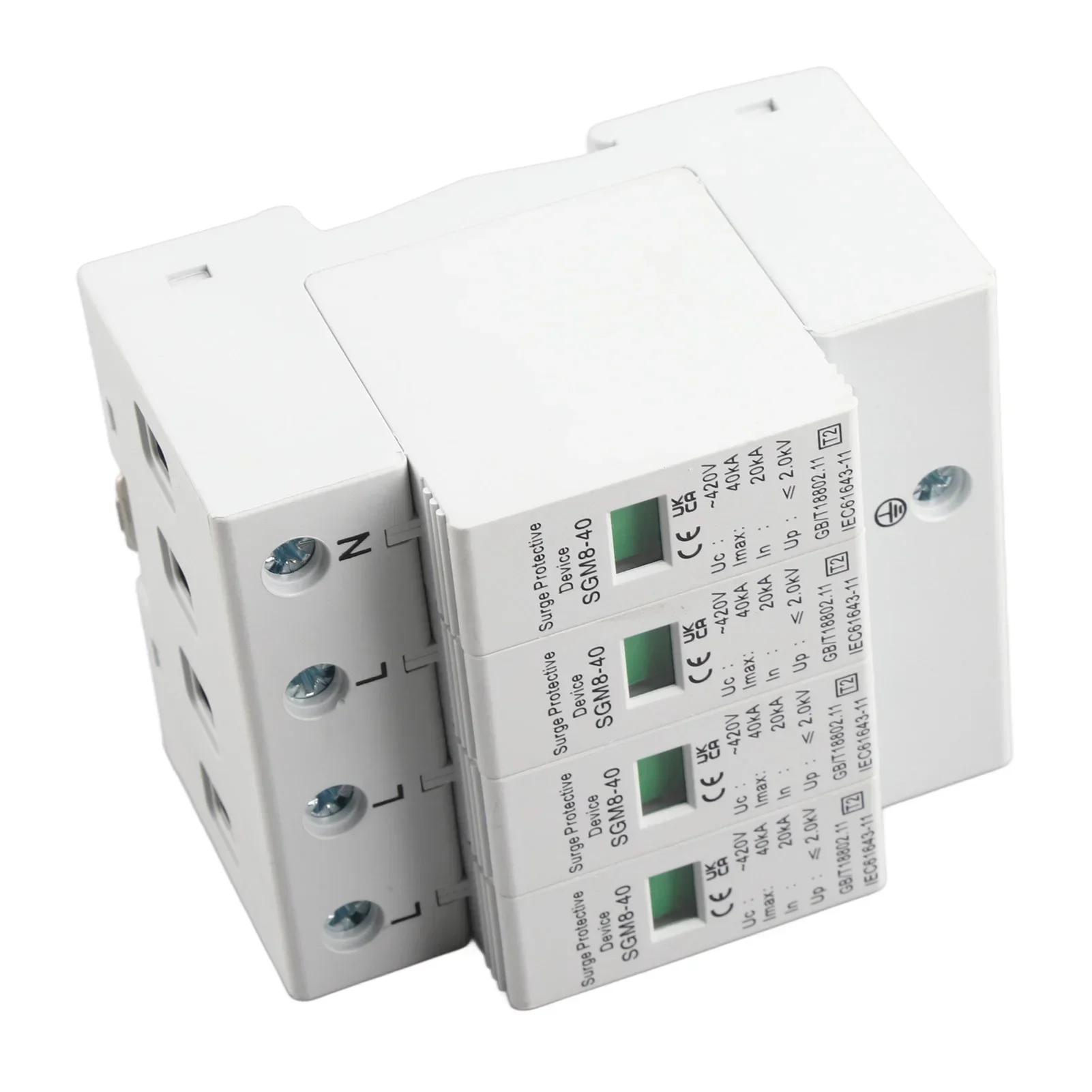 4P 20KA-40KA House Surge Din Rail جهاز صواعق الحماية من الجهد المنخفض لحماية الرعد
