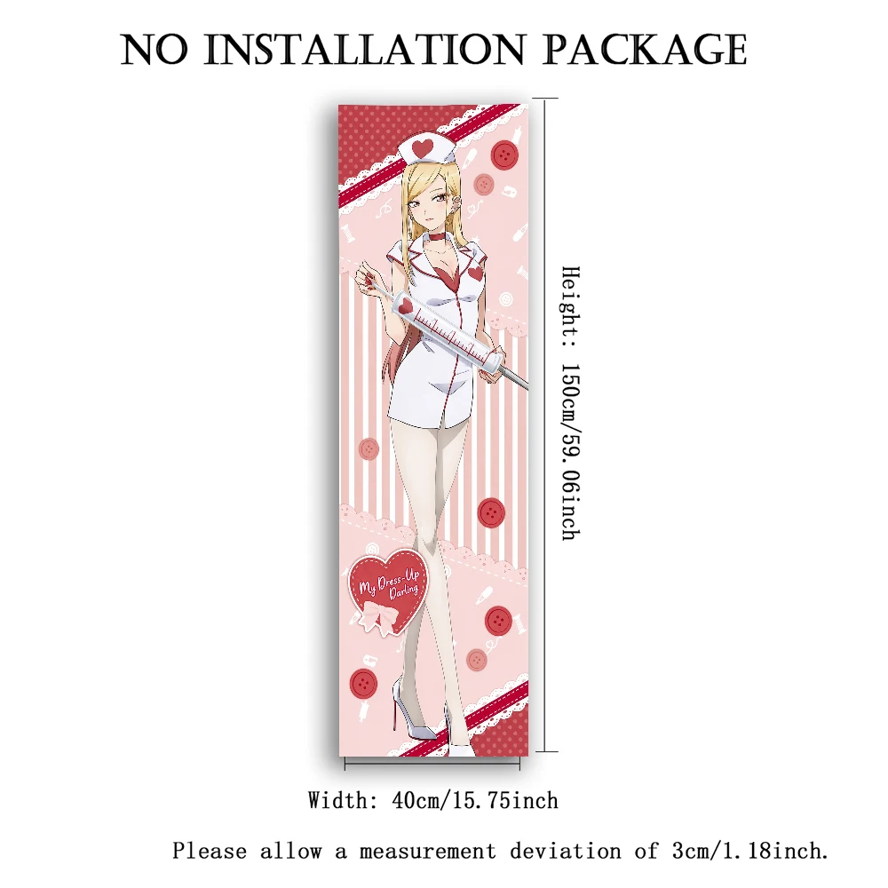My D-Dress-Up Darling Marin Kitagawa Nurse Tapestry, Anime Wall Hanging, Pink Background Cloth for Bedroom Dorm Decor