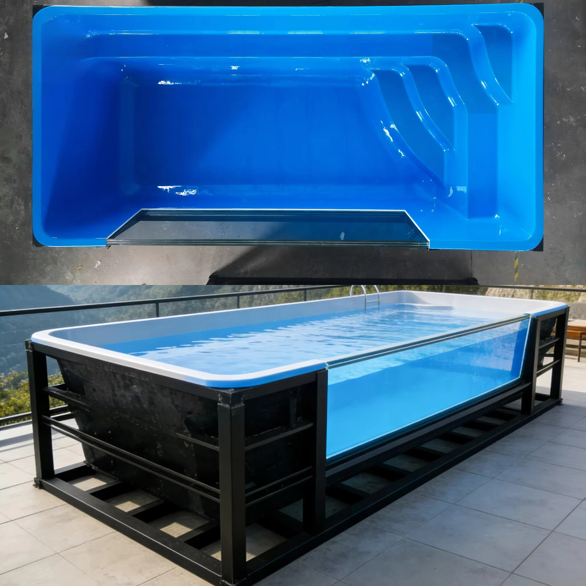 Heavy Duty 20ft 30ft 40ft Outdoor Container Pool With Acrylic Transparent Window Built In Pump Heater Filter Storage
