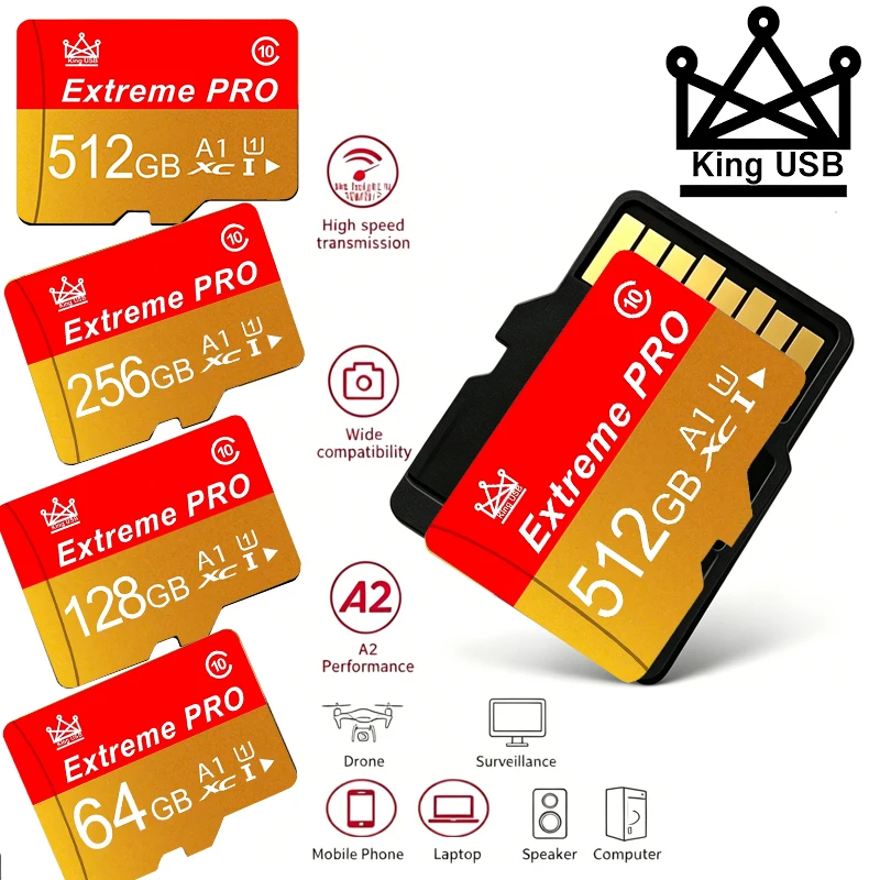 Low-Power Memory Card 256GB Micro TF SD Card 128GB SD Cards 32GB TF Cards C10 for Laptop/PC/GPS/E-Reader/MP3 Player/Recorder