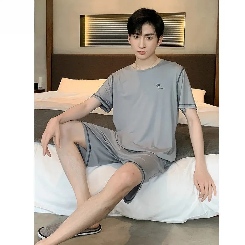 Man Pajamas Summertime Short Sleeve Modal Summer. Thin Extra Large Loungewear Teenager Pupil Suit Men Pajamas  Mens Pajamas