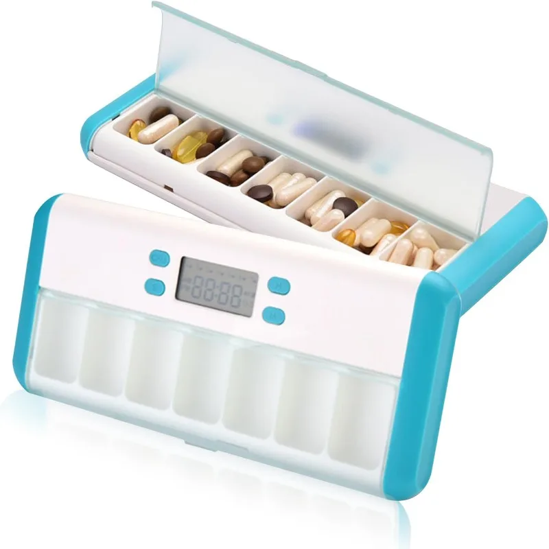 

Pill Organizer 7 Day, Digital Pill Box with Different Alarm-Sound & Light, Smart Pill Organizer, Large Screen,