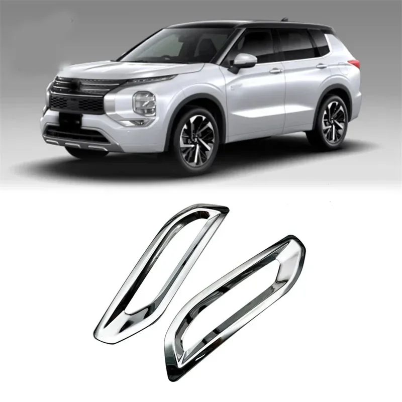 

For Mitsubishi Outlander 2022 2023 2024 Abs Chrome Rear Bumper Decoration Cover Fog Light Trim Auto Part Styling Accessories 2pc
