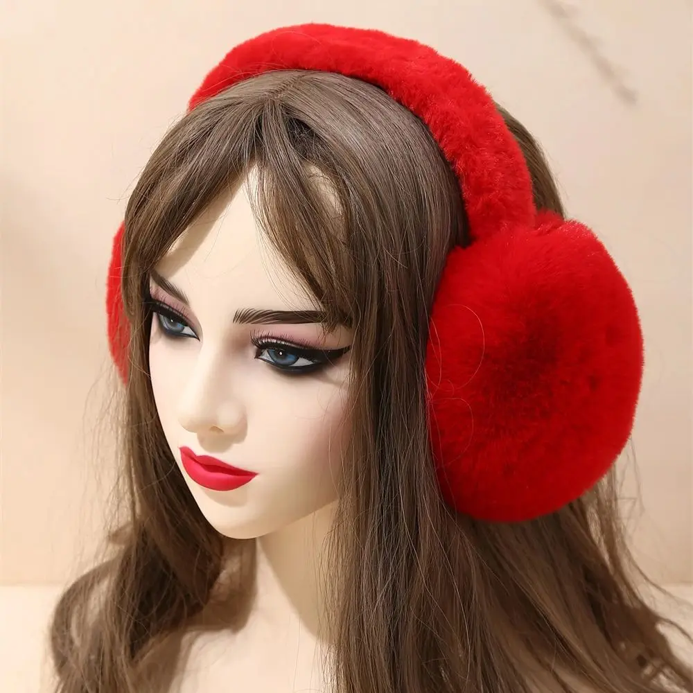 Christmas Antlers Foldable Earmuffs Winter Wind and Cold Protection Ear Warmer Full Velvet Red Cute Student Earflap Xmas Gift