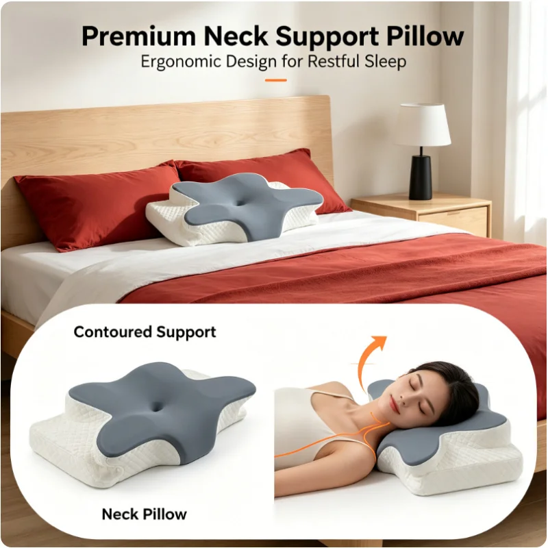 

2026 New Butterfly Shaped Cervical Neck Pillow Ergonomic Slow Rebound Memory Foam Pillow for Neck Fatigue Relief