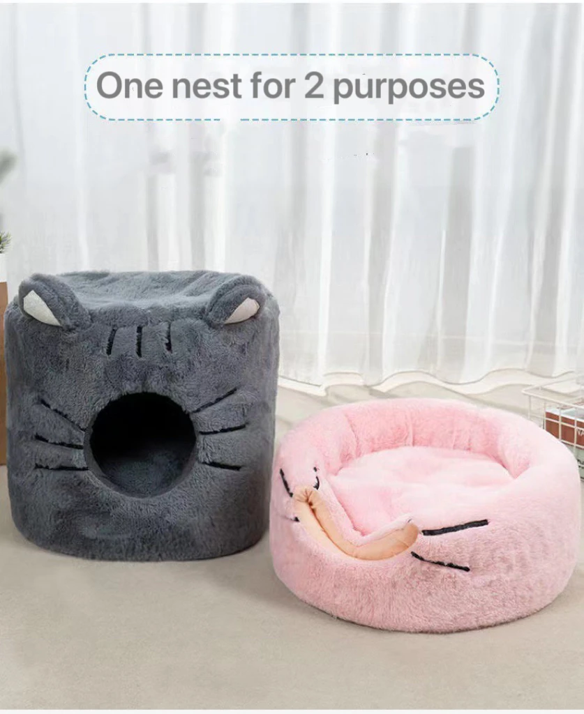 New Cat Bed Deep Sleeping Comfortable Cat Bed Small Dog House Products Pet Puppy Tent Cozy Cave Nest Indoor Cat Warm House