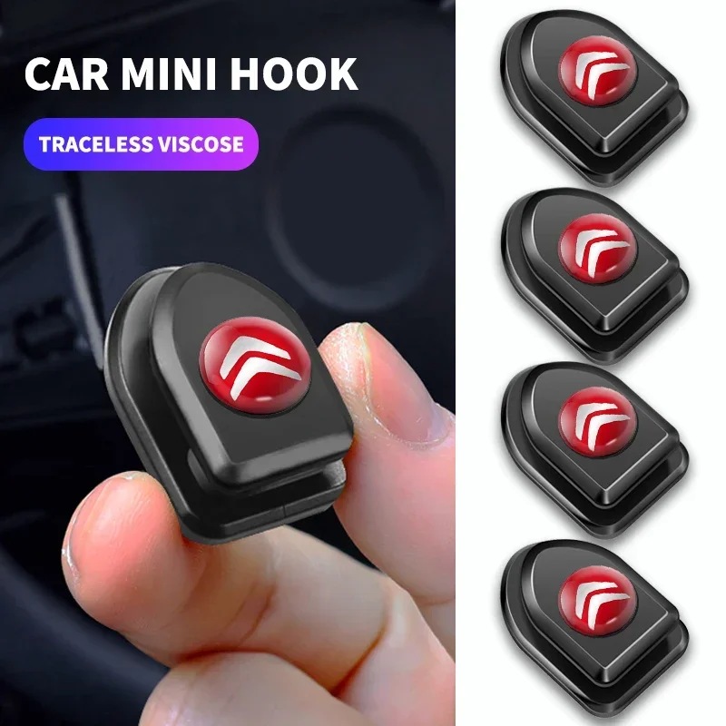 

Car Logo Mini Hook Interior Accessories Self Adhesive Storage Hook For Citroen C4 C2 C5 C6 C4L CACTUS C3XR HU83/VA2 Blade CE0536