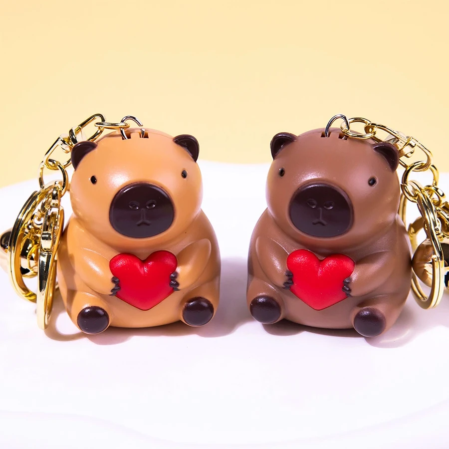 Couple Party Gifts Capybara Keychain Will Say I Love You Sound and Light LED Model Keyring Capybara Pendant Bag Charms Key Chain