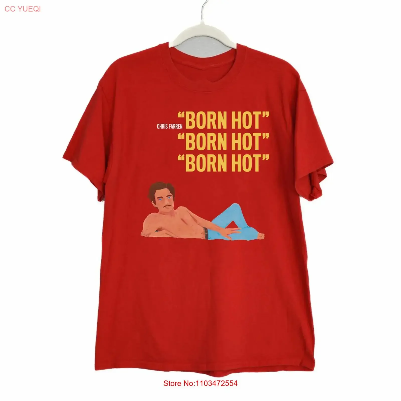 Camiseta Chris Farren Born Hot Reimpresso em Algodão D295 Vintage Lavado para Uso Diário, Estampa Gráfica Estilosa, Moda Streetwear Macia