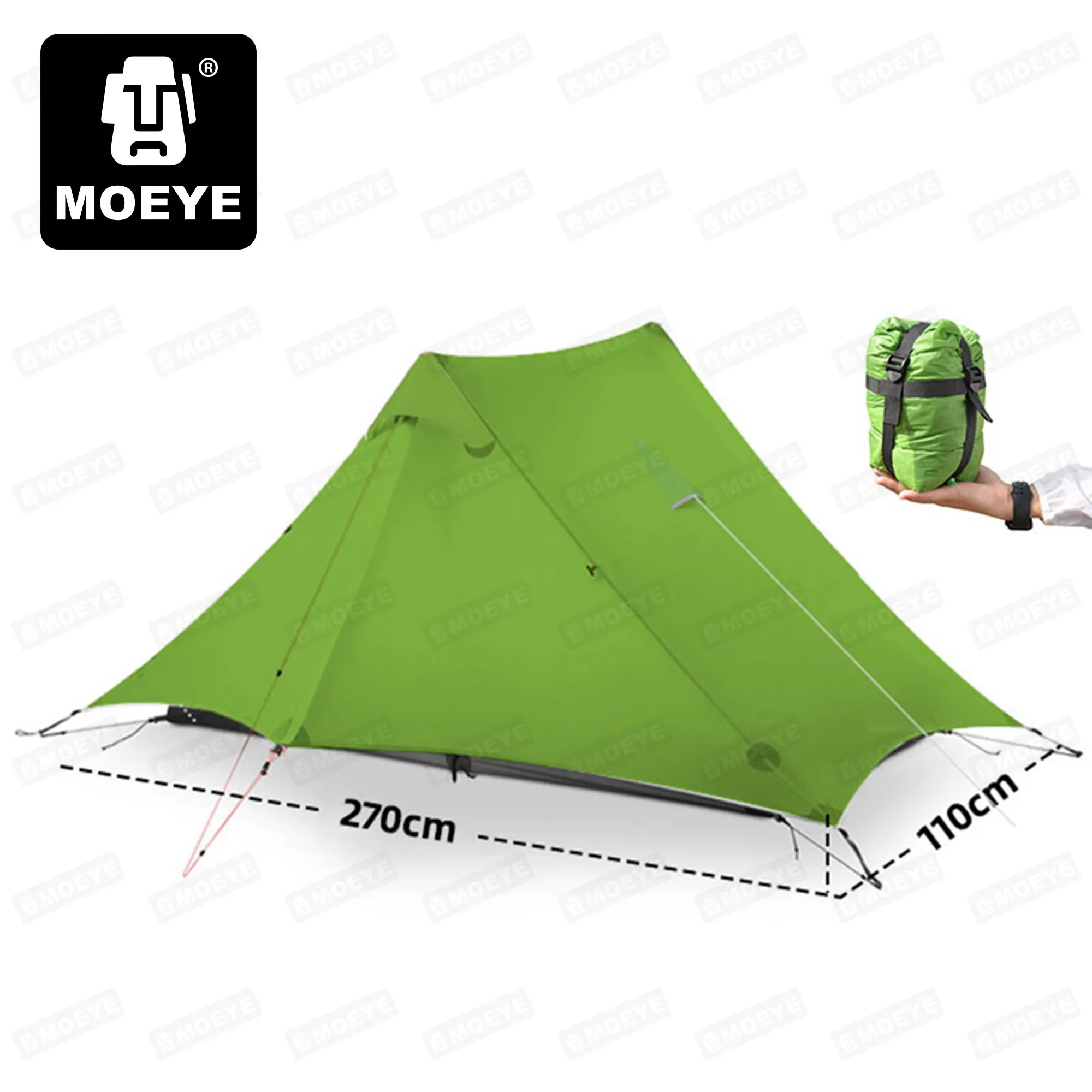 2 Person 1 Person Outdoor Ultralight Camping Tent 4 Season Professional 15D Silnylon Rodless Tent