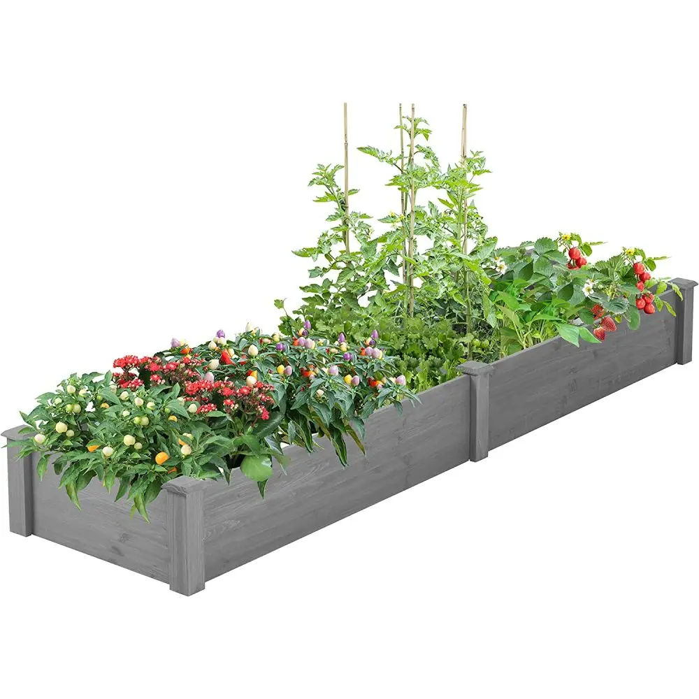 

Over Ground Raised Garden Bed 96x28x10'' Large Long Planter Box for Outdoor Tool Free Assembly