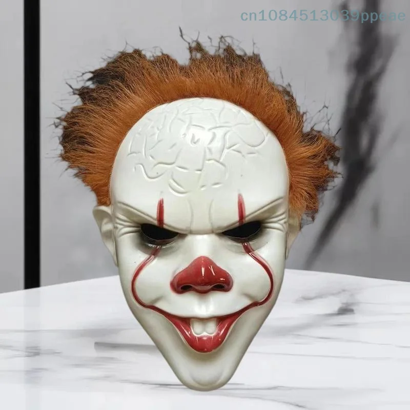 1 Stück Cosplay Horror Böser Dämon Clown Killers Latex Helm Gelbhaarige Gruselige Pennywise Joker Maske Halloween Party Kostüm Requisite