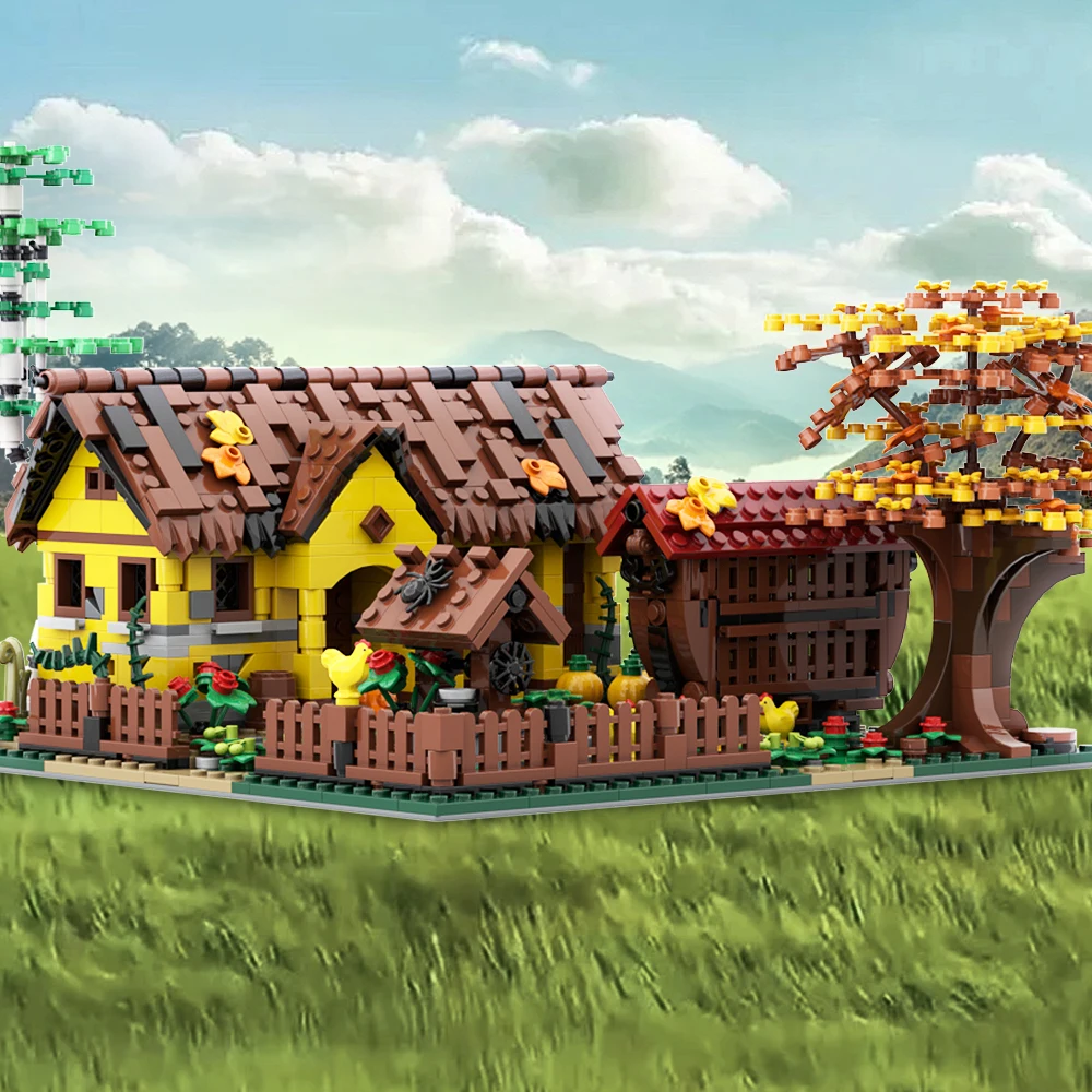 MOC Rural Old Country House Building Blocks Modello Bellissimo villaggio Villa Mattoni Giocattoli educativi per bambini Bambini assemblare regali