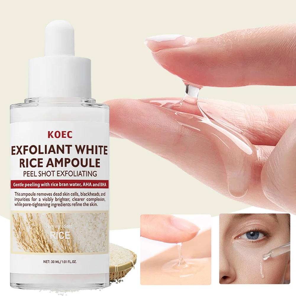 30 ml de arroz blanco y negro coreano que exfolía la esencia hidratante iluminando la piel muerta blackhead suave el cuidado de la piel de suero
