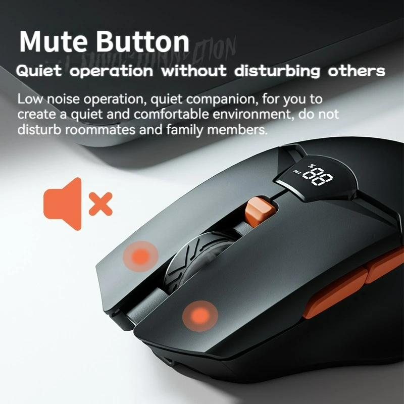 Wireless Bluetooth Mouse, Smart Screen Display, Dual Mode Mute Button, 600mAh Lithium Battery, Office Mouse for Tablet, Notebook