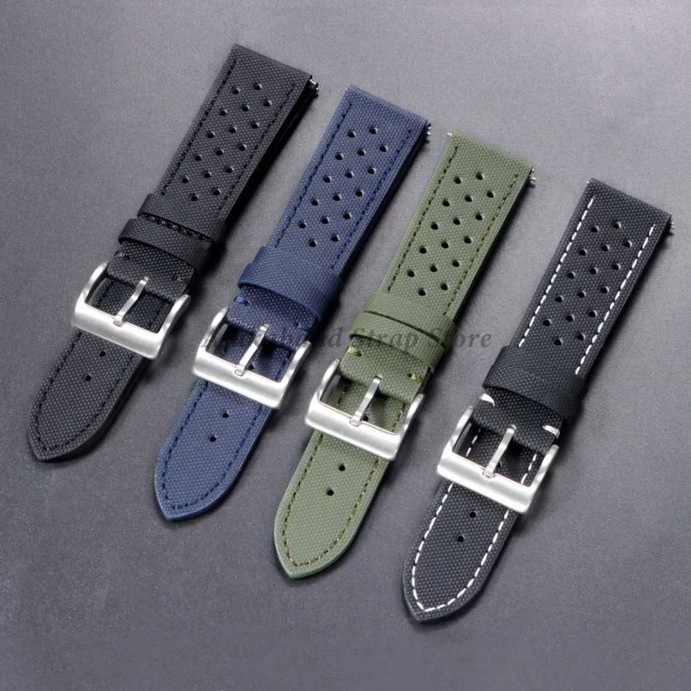 18 20 22 มม.คุณภาพ Oxford ผ้าหนังสําหรับ CITIZEN สําหรับ Seiko สําหรับ TAG Heuer สร้อยข้อมือผู้ชายผู้หญิงสายนาฬิกากันน้ํา