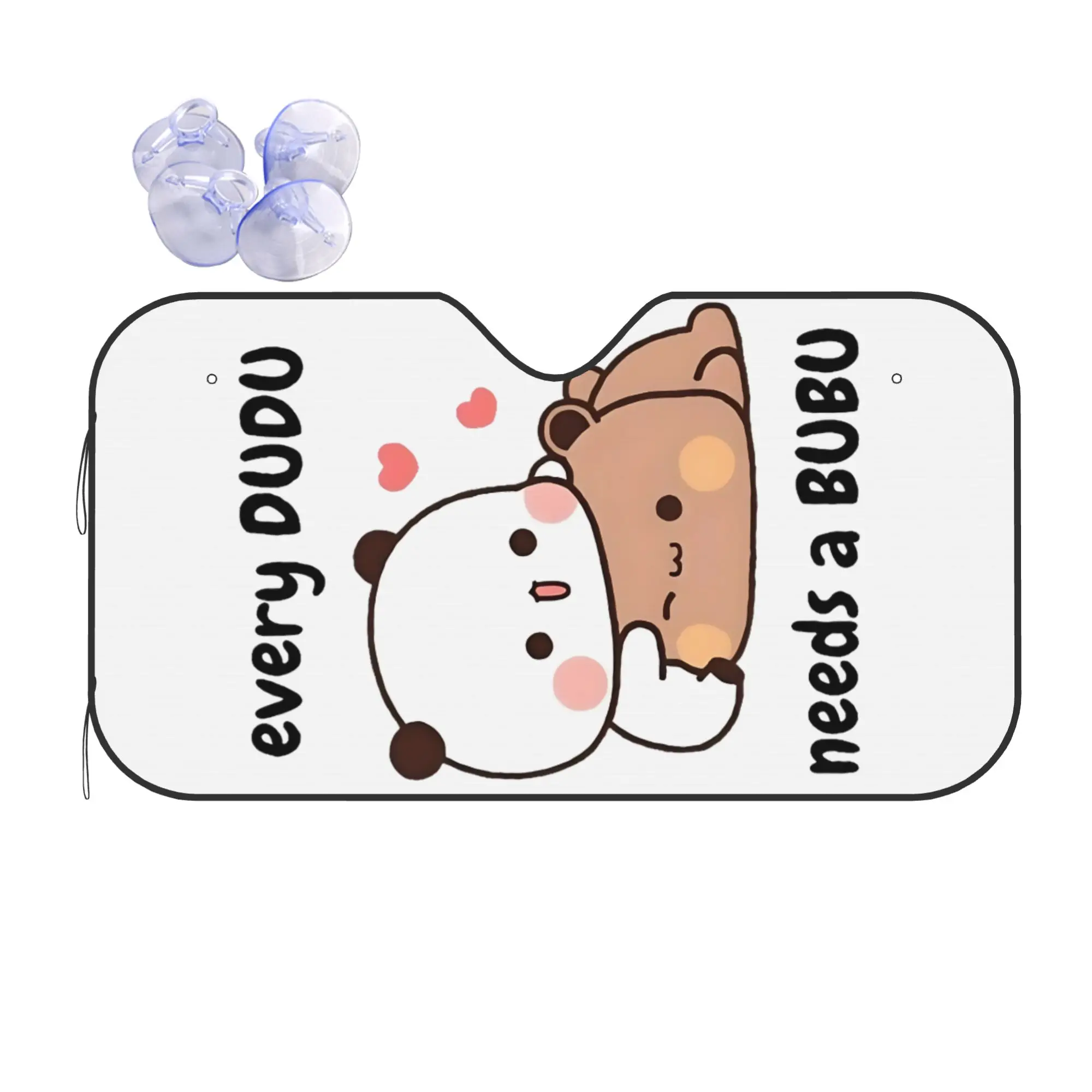 Car Front Windshield Sun Visor Bubu Dudu Panda And Brownie Bear Couple UV Protection Car Sun Shade  Covers Car Solar Protection