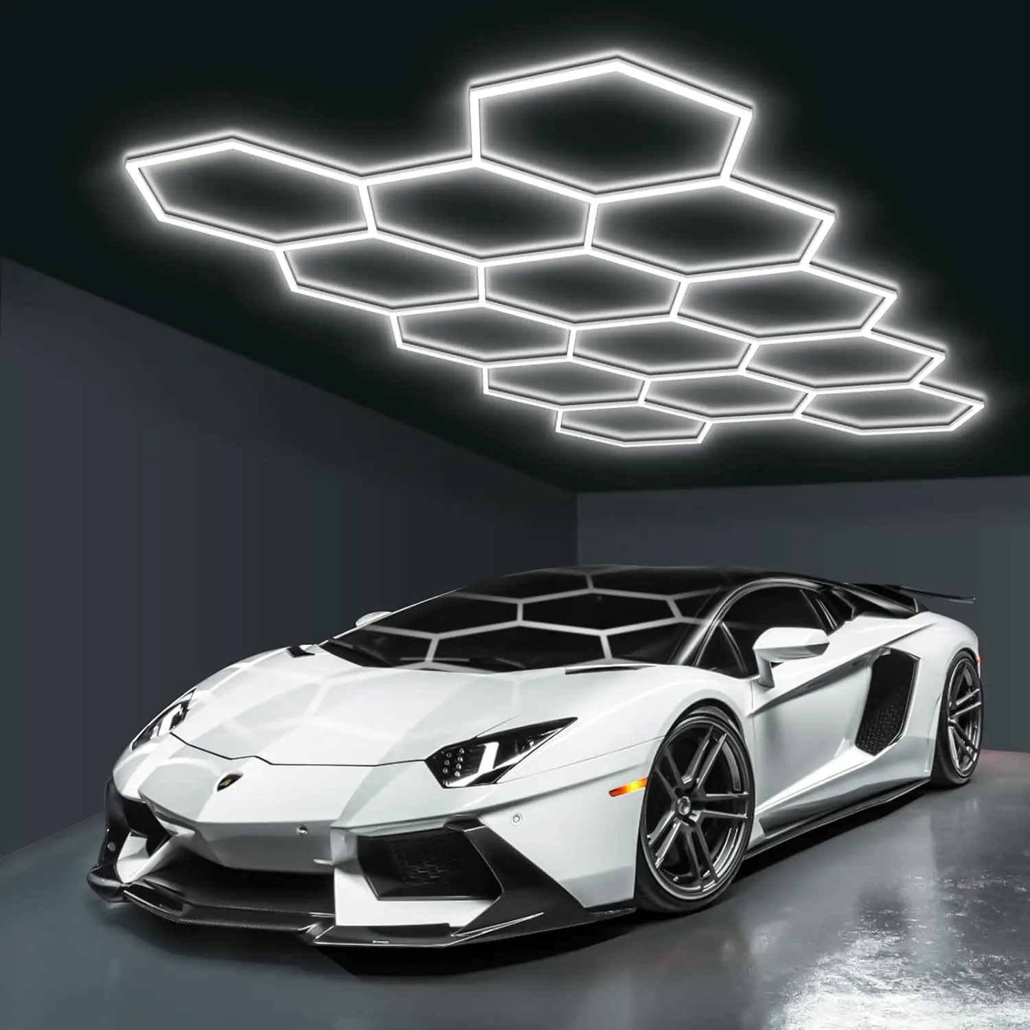 

Светодиодные гаражные светильники Hexagon, 456 Вт, сверхъяркие, 14 модульных систем для мастерских, подвалов, спортзалов