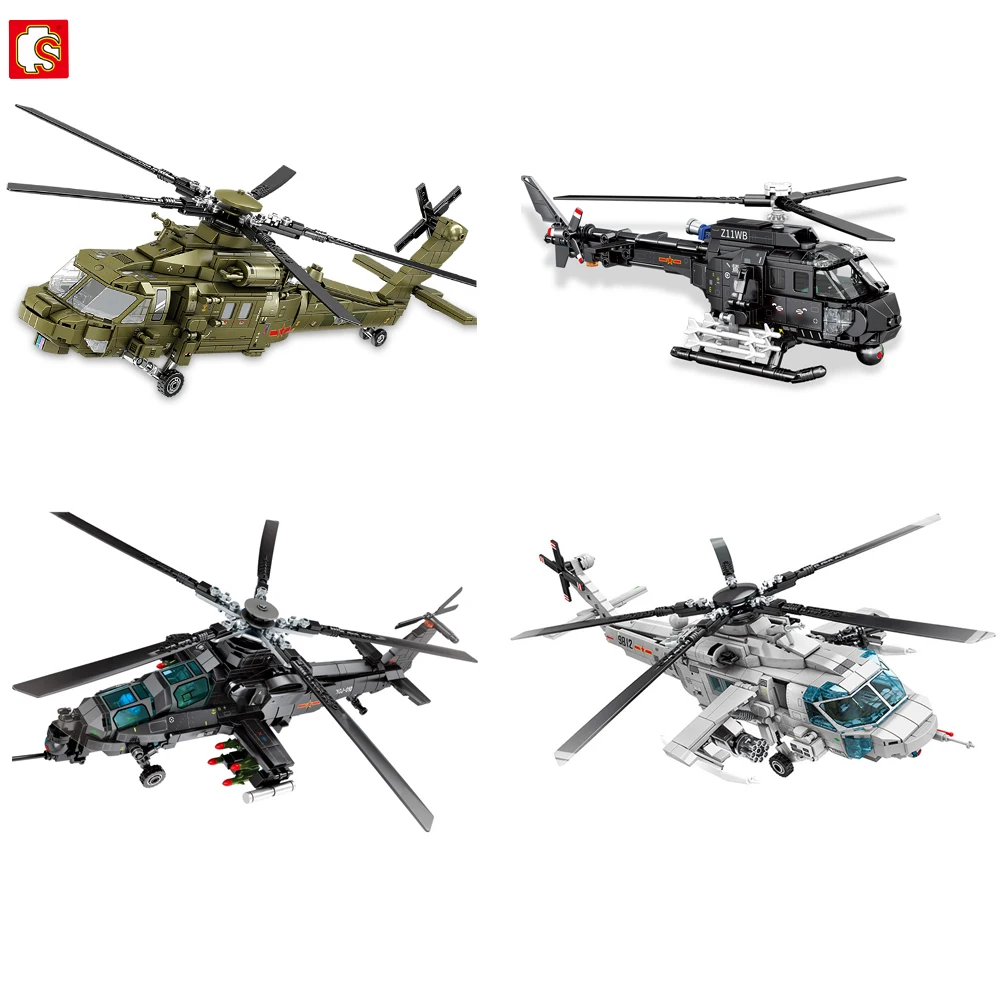 

SEMBO Technical Ideas Military Armed Helicopter Series Building Blocks Z-11B Attack Helicopter BricksToys for Boys Holiday Gifts