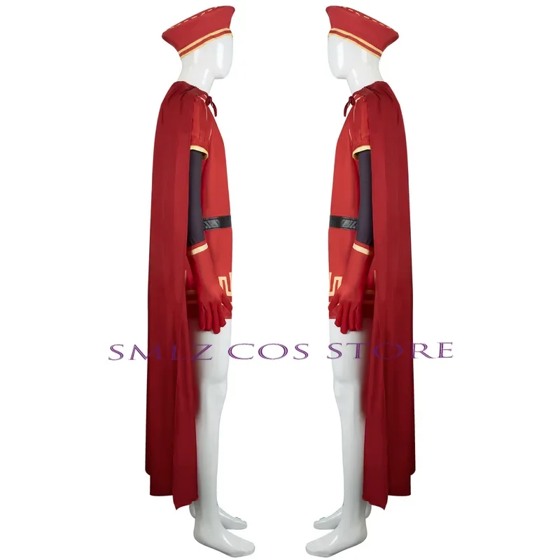 Disfraz de Lord Farquaad, disfraz de Anime, uniforme, capa, guante, sombrero, conjunto Medieval, Cosplay, fiesta de Halloween, traje rojo para niños, mujeres y hombres