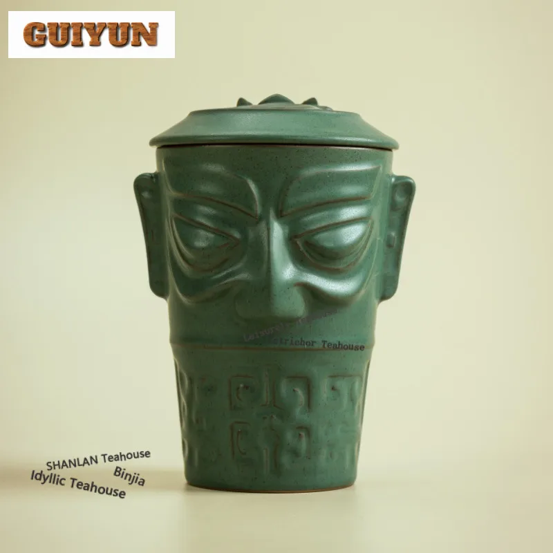 380ml Sanxingdui Bronze Mask Coffee Mug Latte Cereal Mug Afternoon Tea Mug Household Master Office Water Cup Cafes Decoration