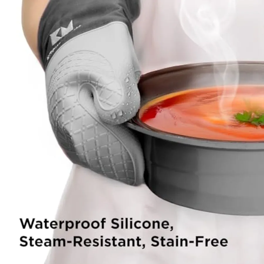 قفازات فرن من السيليكون فائقة الدرع مقاومة للحرارة وغير قابلة للانزلاق ومقاومة للبقع من السيليكون قفازات الطبخ أصحاب الوعاء للخبز والشوي #5