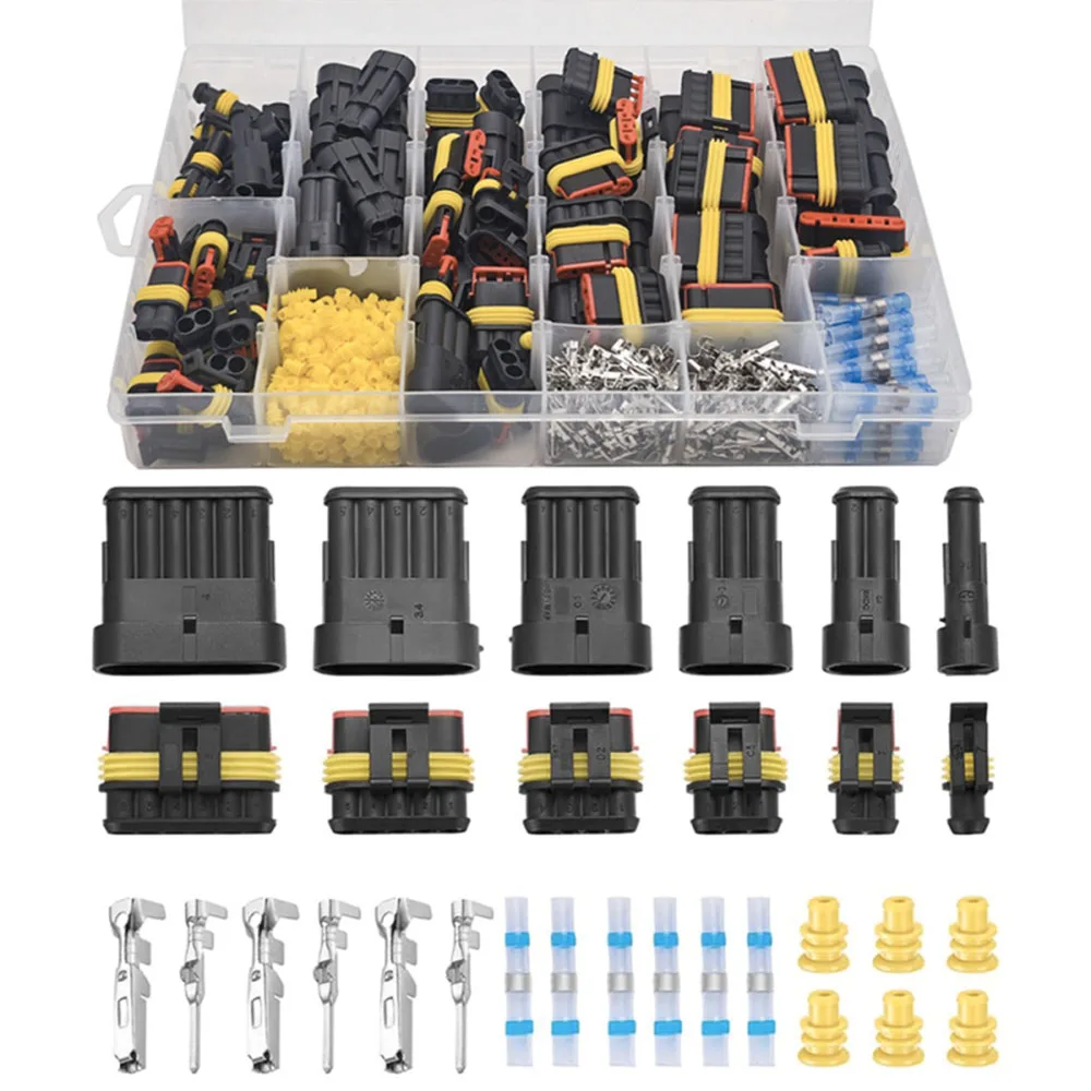 763PCS Waterproof Connectors Kit 41 Kits Automotive Electrical Wire Connector 1/2/3/4/5/6 Pin Plug Connector for 16-22 AWG Wires