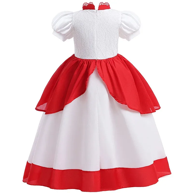 Girl Rosalina Peach Princess Dress For Kids Halloween Pink Disguise Daisy Cosplay Clothing Birthday Vestido Halloween Carnival